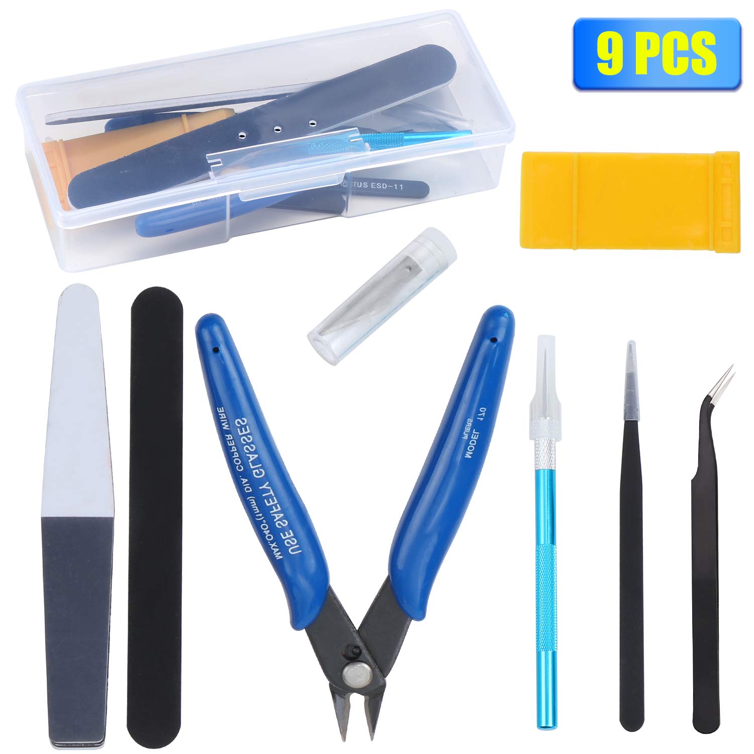 HSEAMALL 9 STÜCKE Modellbau Werkzeug Set,Gundam Modeler Grundwerkzeuge Hobby Werkzeug Sets Basic Tools für Auto Modell Bausatz DIY Reparatur