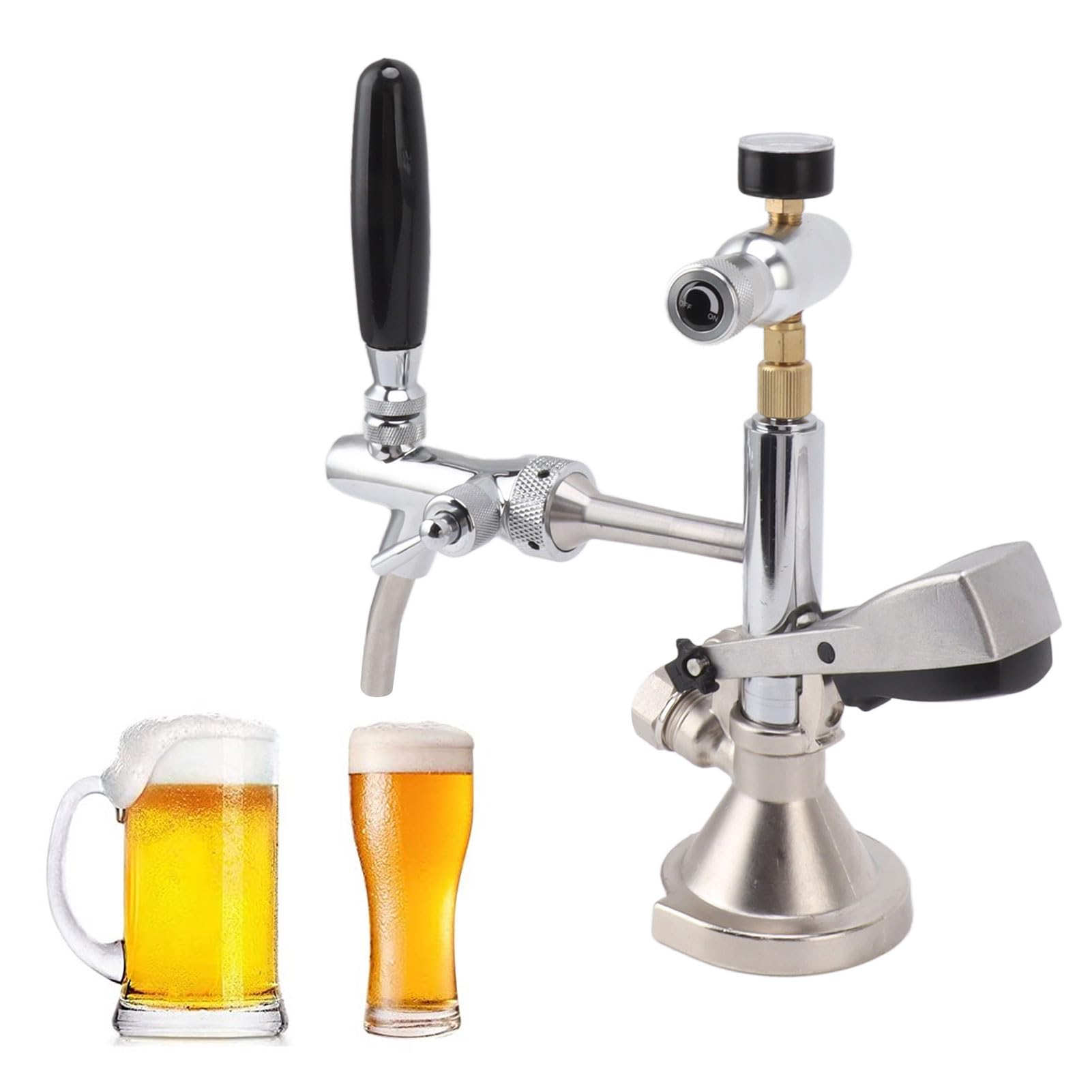 Bierfass-Handpumpe, 4-Zoll-System-Picknickpumpe, Auslaufsichere, Wiederverwendbare Fassbierfass-Handpumpe aus Edelstahl Für 