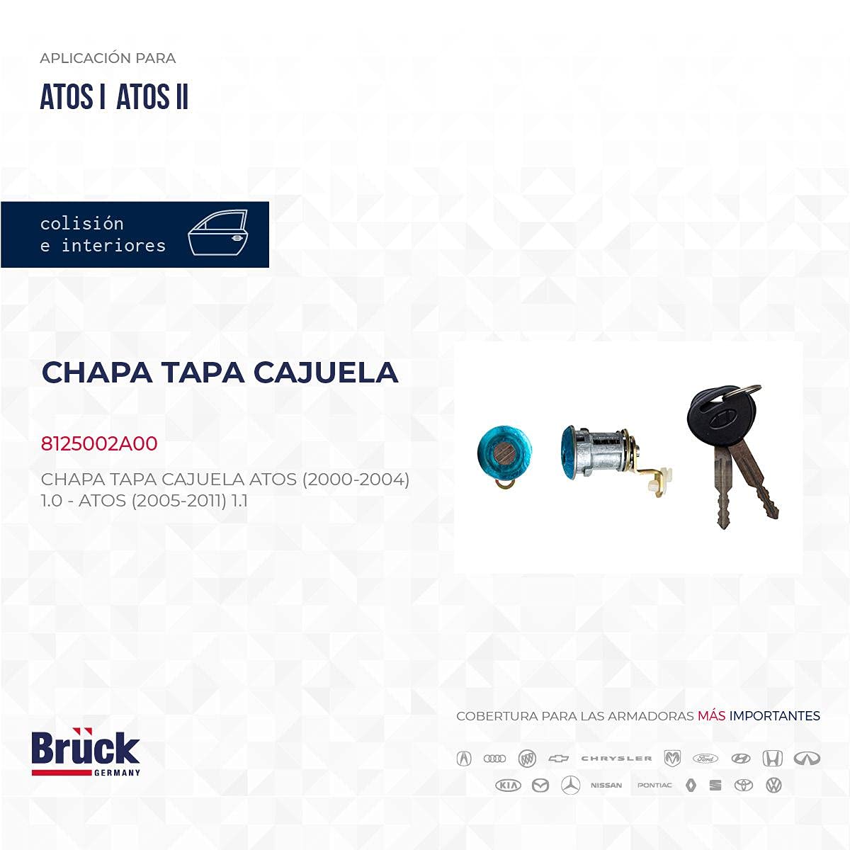 Chapa Tapa Cajuela Bruck-Germany 8125002A00 : Amazon.com.mx: Herramientas y  Mejoras del Hogar