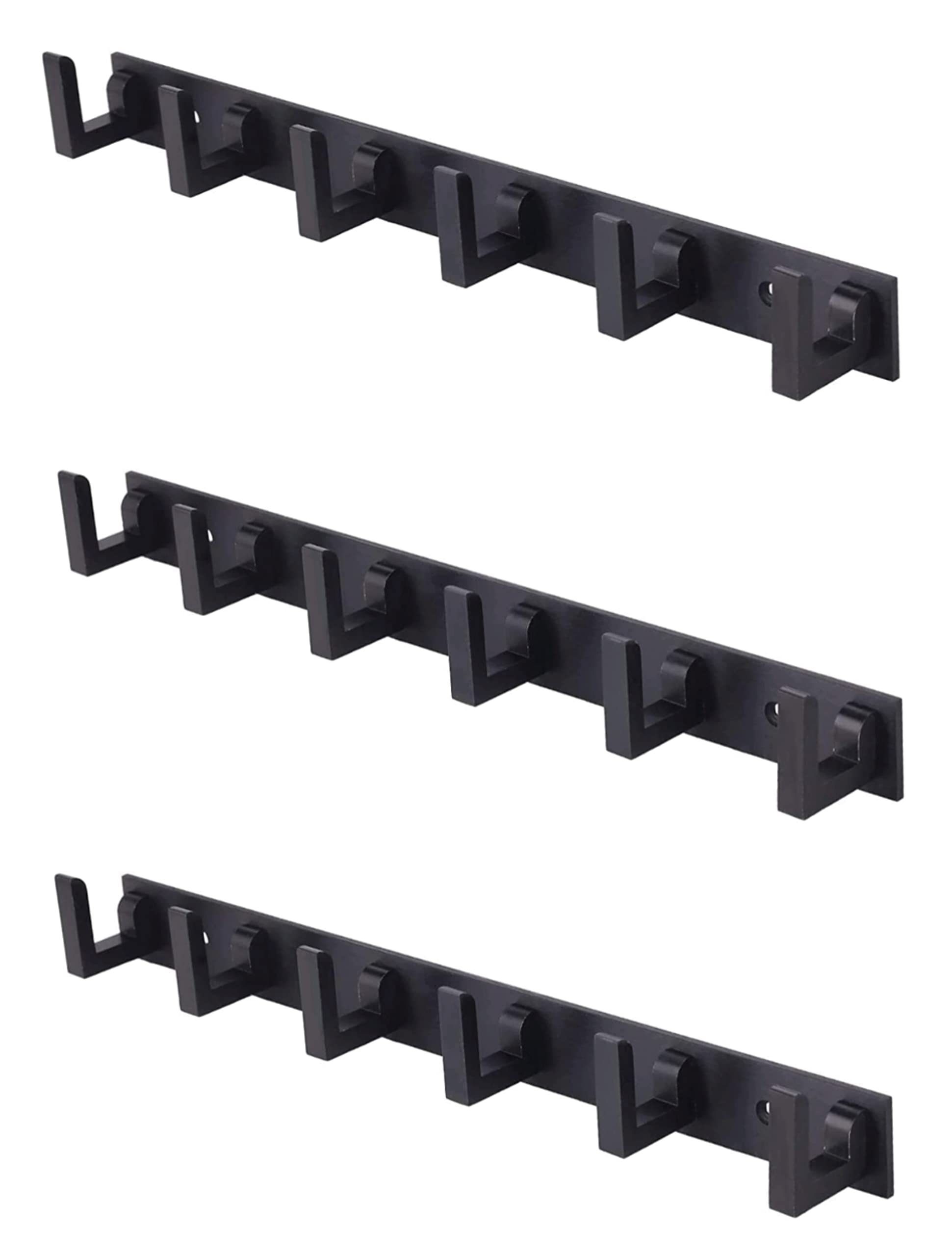 NYCAA Heavy Duty Stainless Steel Door Hanger Hooks 6 Pin Black L Type Door Hooks Hanging Clothes Hanger for Bathroom, Bedroom and Kitchen [ Black Set of 3 ] (Black, 3)-image-10