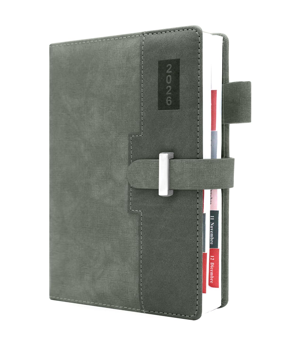 HW CASA Agenda Giornaliera 2026 A5（Gen.-Dic.2026）- con Festività Multilingue (DE/IT/ES/EN/FR), Chiusura con Elastico PU+CARTA, Riepilogo Mensile | Gennaio-Dicembre