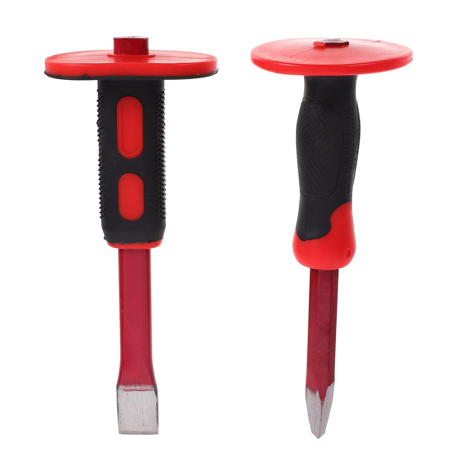 Set Scalpelli per Muratura in Acciaio Cromo Vanadio da 25 Cm Protezione Mano, Scalpello Piatto e Punta per Intaglio Pietra e Cemento, Utensili per Edilizia e Scultura, 2 Pezzi