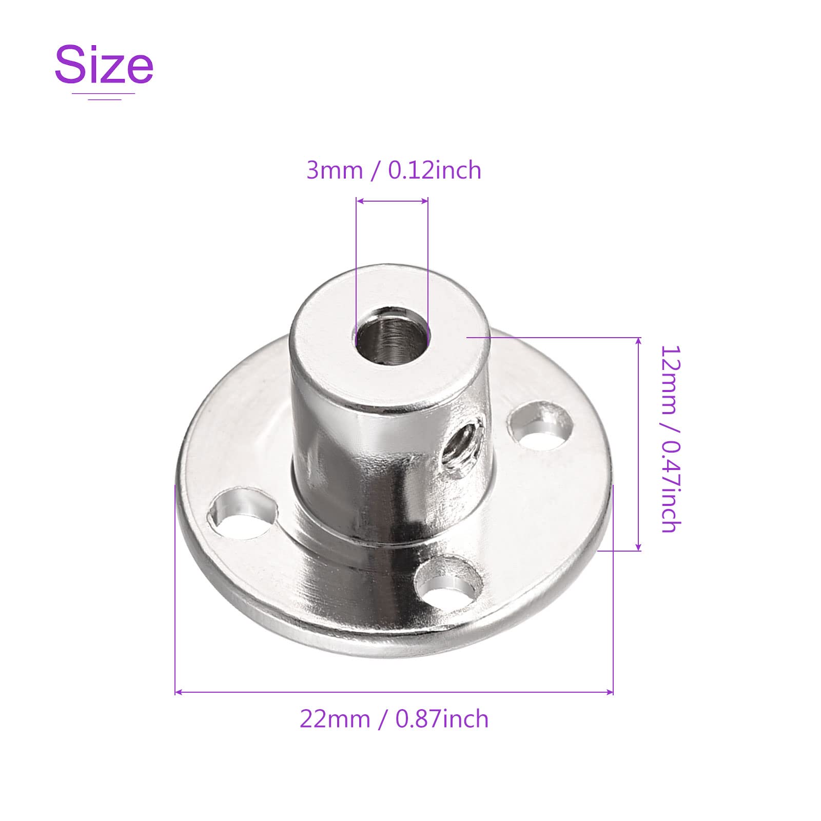 DMiotech 4 Pack 3mm Inner Dia H12xD10 Flange Coupling Connector Rigid Guide Shaft Support Coupler Shaft Coupling with Screws for DIY RC Model Motors Silver - Image 3