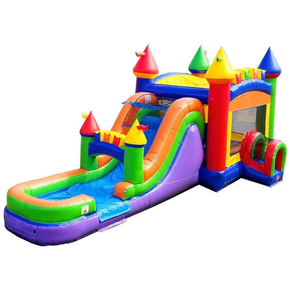 TentandTable Inflatable Bounce House Water Slide for Kids 5-12 Large, Commercial Grade Mega Bouncy Castle for Adults, Jump House, Includes Electric Air Blower, 32' L x 16' W x 15' H, Rainbow