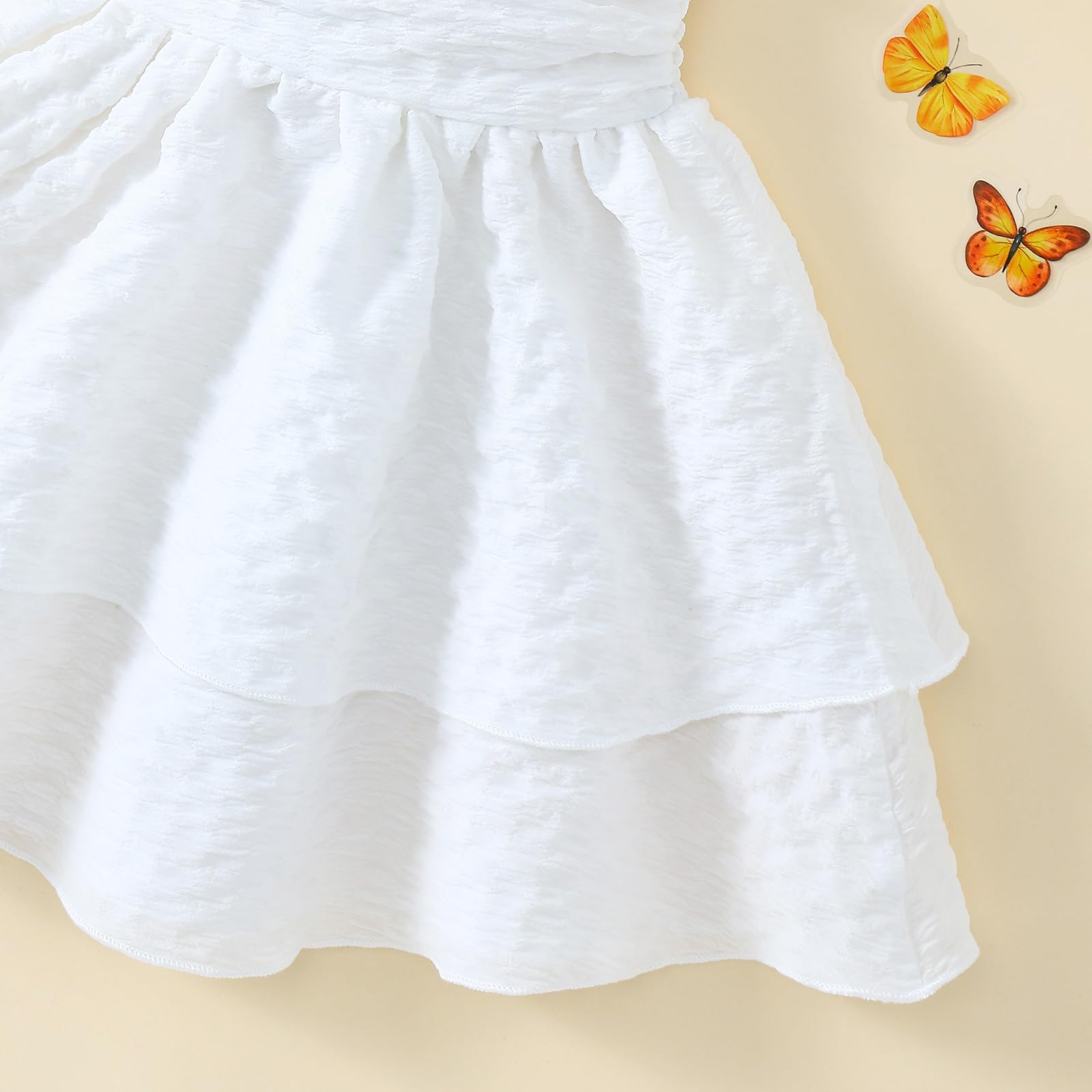 Vestido de verano para niña, con tirantes fruncidos, espalda fruncida, vestido casual de playa