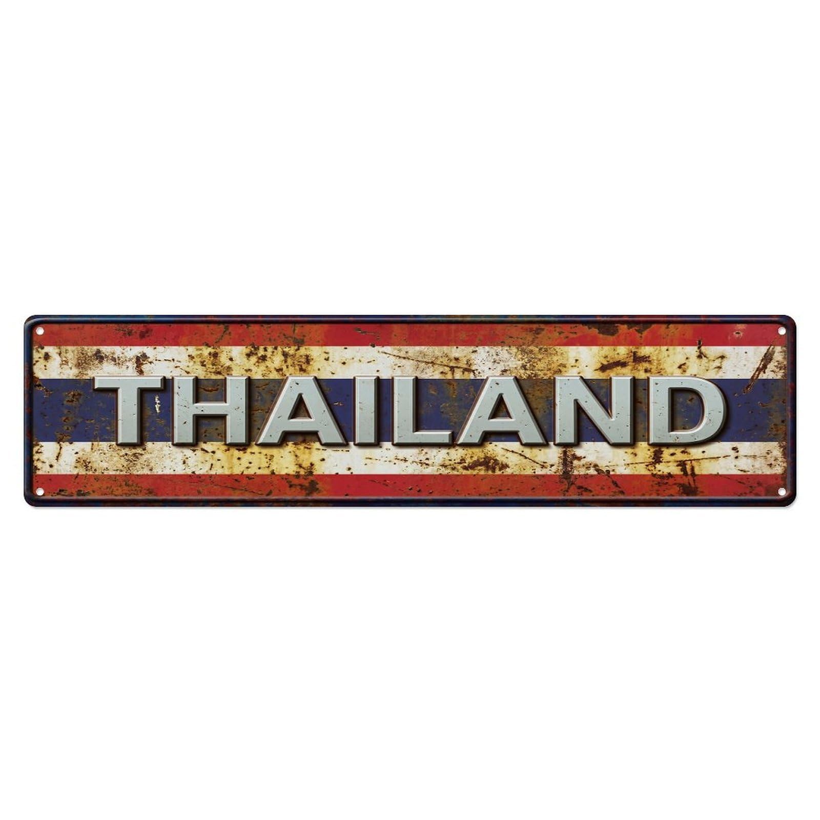 Olhnbad 4X16inch(10X40cm) Vintage Thailand Flag Pattern Metal Tin Sign