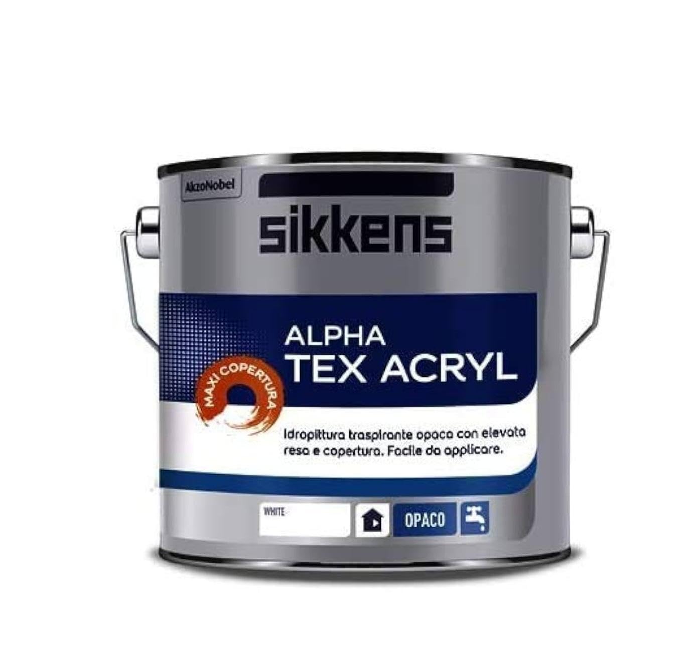 Sikkens Idropittura traspirante opaca Alpha tex Acryl bianca 2.5 litri