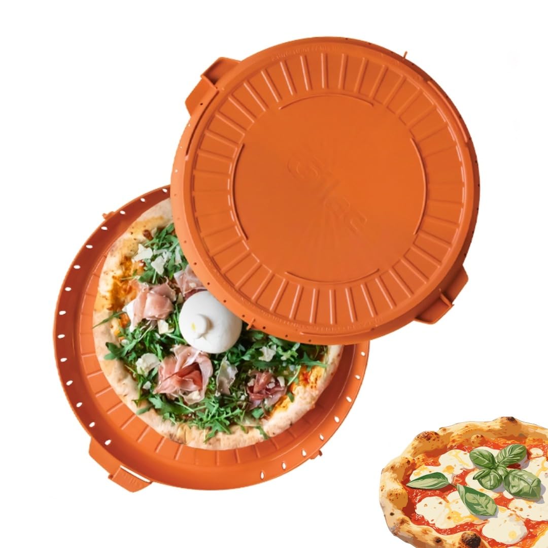 Gilac Contenitore per pizza riutilizzabile con coperchio Ø 33 cm plastica senza BPA