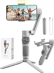 Zhiyun Smooth Q3 Smartphone Estabilizador Gimbal Portátil de 3 eixos com Tripod Vlog LED Fill Light Compatível com iPhone 12 11 PRO MAX X XR XS Smartphone com controle gestos e rastreamento objetos