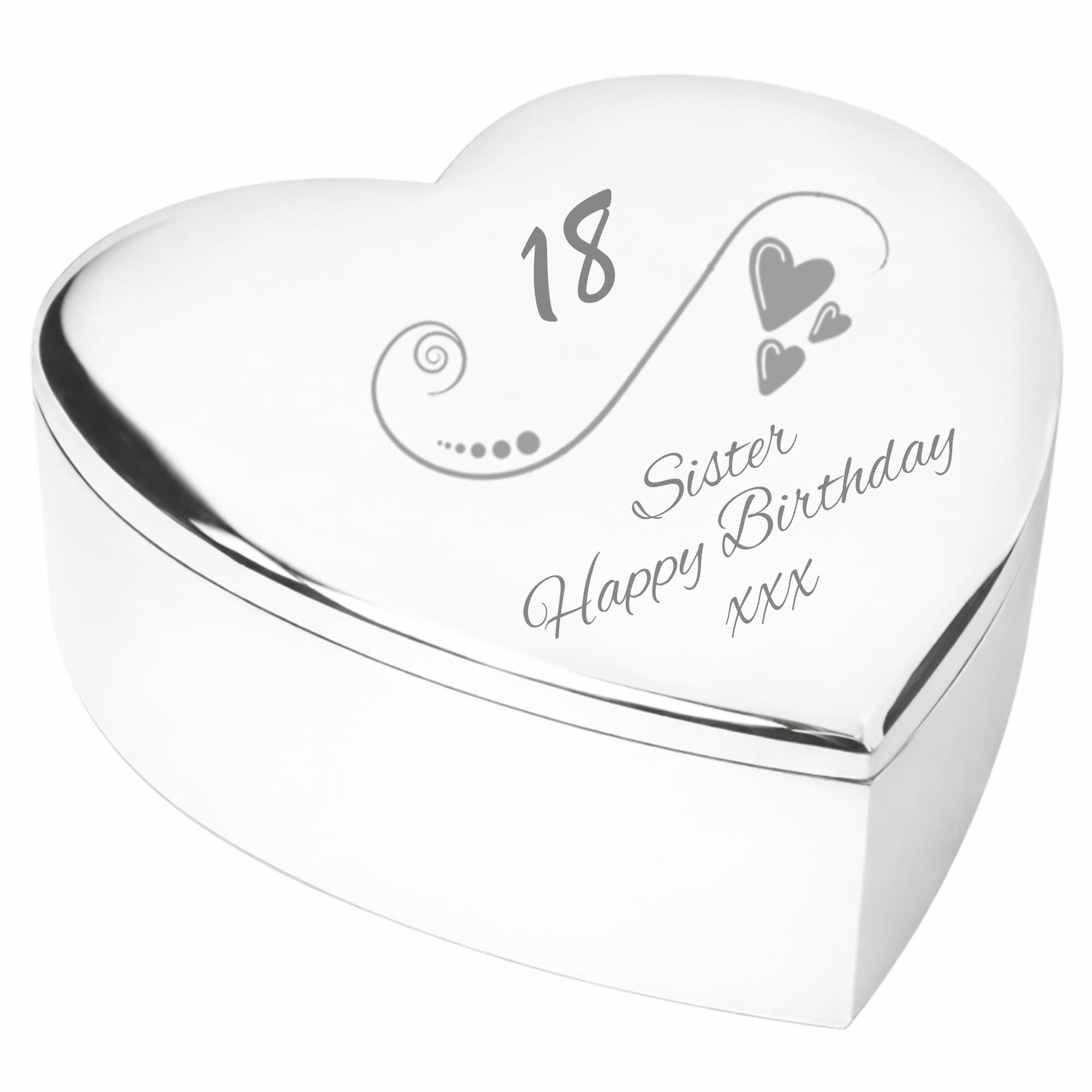 Chris Bag Of Goodies Silver 18 18Th Eighteenth Birthday Gift For Sister Engraved Finish Heart Shaped Trinket Box Keepsake Present Idea From Brother