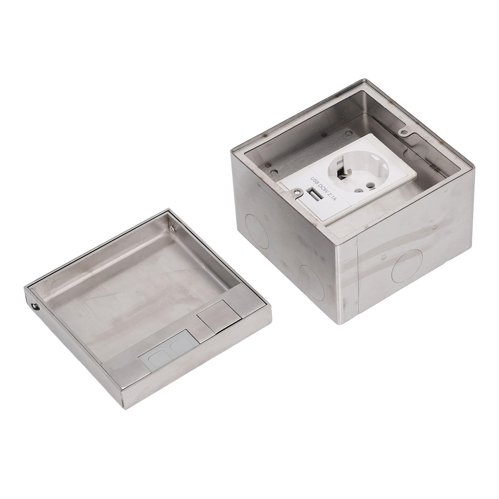 Wbudowane Gniazdo Podłogowe z Portem USB, Stal Nierdzewna, 250V, 16A, 4000W, IP40, Trudnopalne PC, do Wtyczki UE