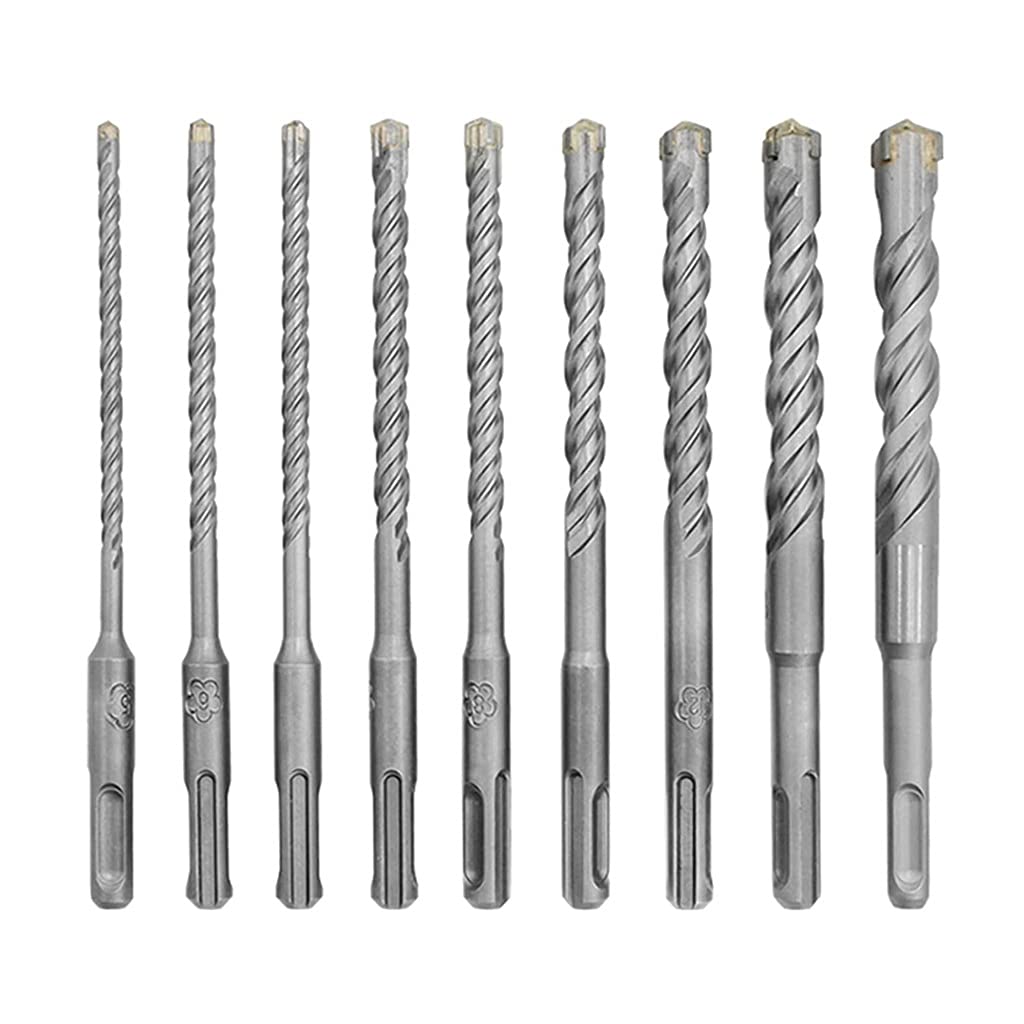 Juego de Brocas 9 unids/Set 5-16mm Juego de Brocas de Martillo eléctrico para Bloque de ladrillo de Pared de hormigón Brocas de Sierra de Agujero de mampostería Herramienta de carpintería