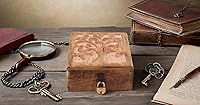 Vista 5 de Gran regalo de cumpleaños, caja de joyería decorativa de madera hecha a mano con tallado del árbol de la vida, cerradura y llave, organizador