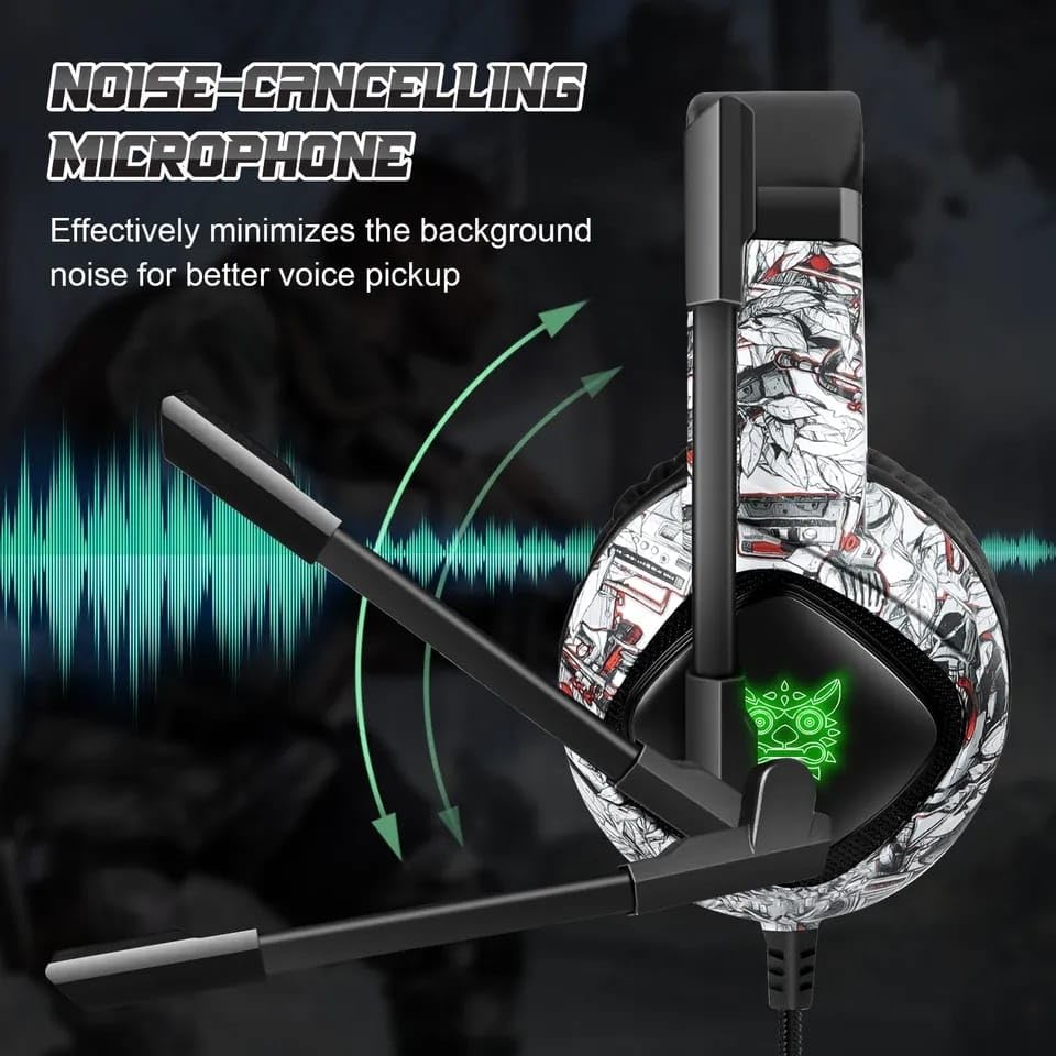 OZK Cuffie da gioco professionali con microfono retroilluminato a LED Cuffie cablate Gamer cancellazione del rumore per PS4 PS5 Xbox PC Gamer