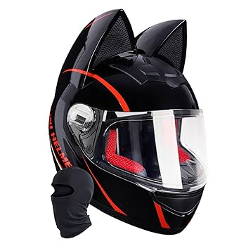 Amazon.co.jp: オートバイフルフェイスヘルメット猫耳ガール女性