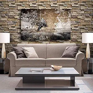 JAAMSO Royals Multicolor Brick Stone Vinyl Peel and Stick Self Adhesive Home Decor Wallpaper (200 CM X 45 CM)