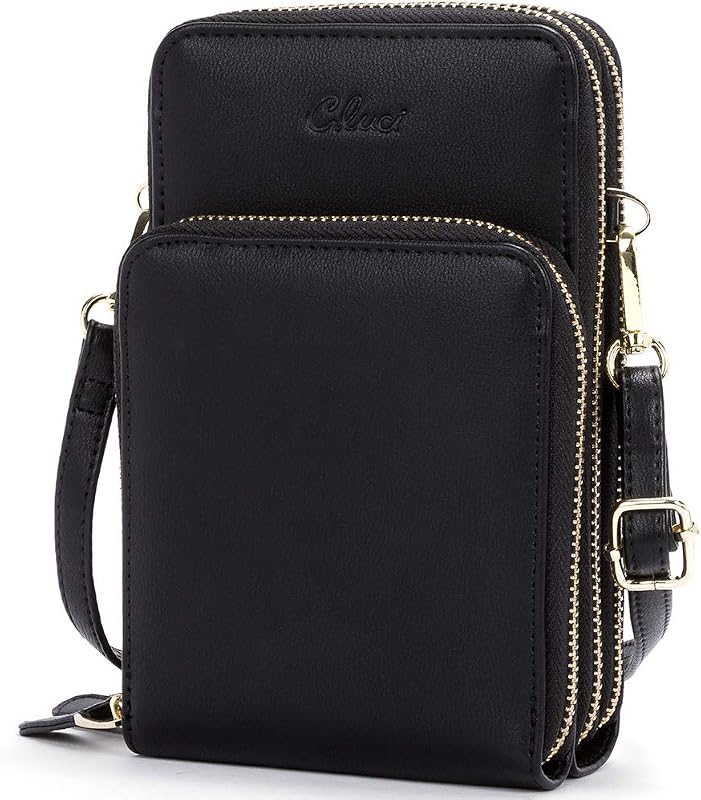 CLUCI Női Telefontok Válltáska Fekete - Kis Crossbody Táska Kártyatartóval, Bőr Mobiltelefon Tok Pénztárcával