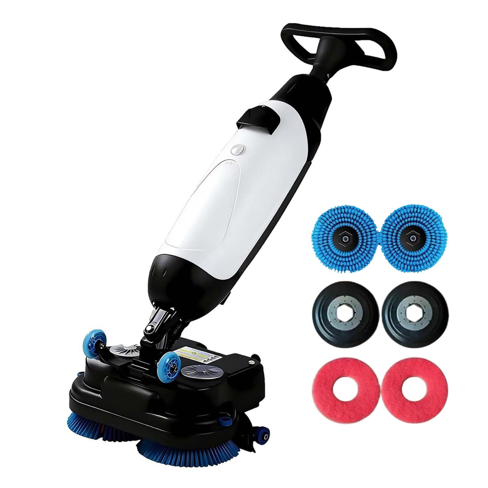 Fregadora de Suelos Comercial Fregadora de Suelos Eléctrica, Abrillantador de Suelos de Baldosas con Cabezal Giratorio de 360° Inalámbrico para Suelos Duros de Vinilo y Hormigón White
