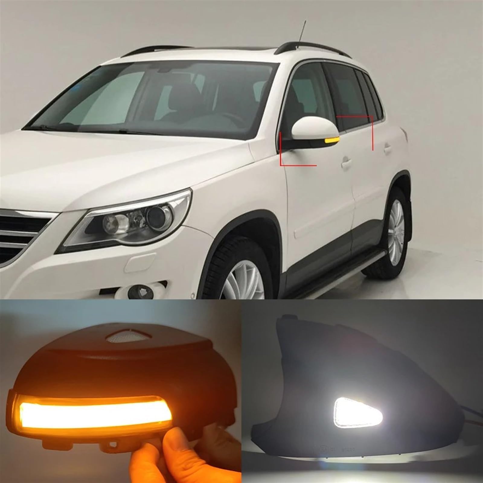 Lusterko boczne dynamiczne kierunkowskazy do VW Sharan 2012-2015 Tiguan 2008-2016 LED lusterko boczne wskaźnik lampa lusterko boczne lampa wskaźnikowa sekwencyjna lampa błyskowa, bez świateł puddle