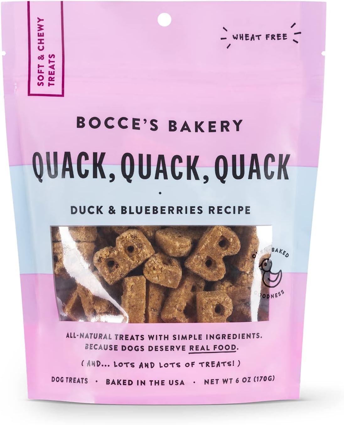 Bocce's Bakery Oven Baked Quack, Quack, Quack Treats for Dogs, WheatFree Everyday