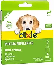 Dixie - Dog Repellent Pipettes - 4 pcs x 2ml - Repellent Pipettes - 4 Months Protection - Lice, Mosquitos, Fleas and Ticks - No Insecticides - Easy to Use - All Sizes of Dogs