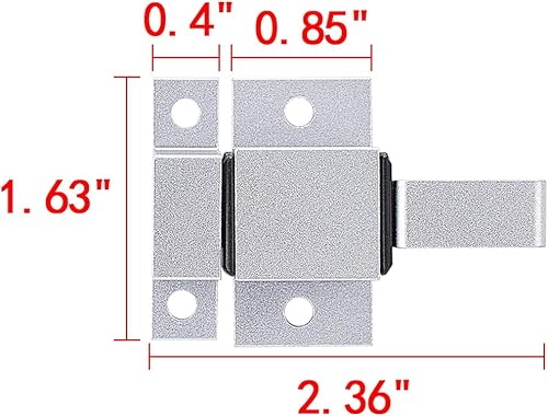 Miniatura 2 de Paquete de 4 cierres de puerta de cierre automático, cerradura de puerta de resorte plateado, cierre de seguridad de aleación de aluminio para