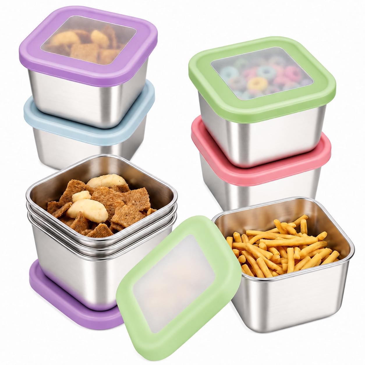 Photo 1 of KZDAZ 8 Pack 6oz Stainless Steel Snack Containers