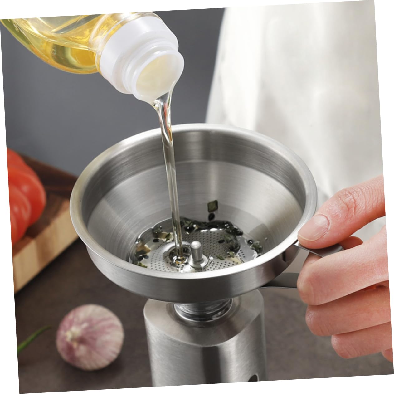 Colino in Acciaio Inossidabile Imbuto Da Cucina Imbuto Domestico Per Olio Da Cucina Per Salsa Di Soia Set Di Imbuti Per Filtrare Ingredienti Liquidi E Secchi in Polvere