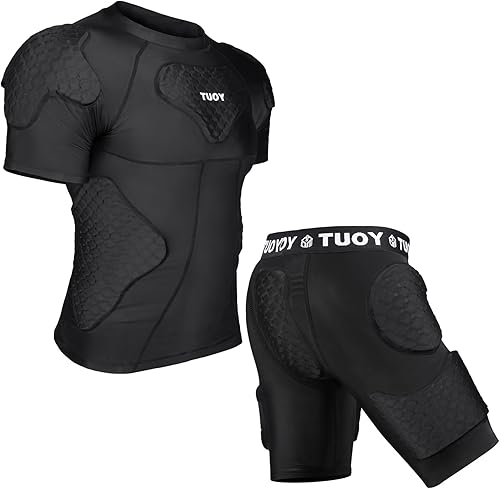 TOUYR - Camiseta de compresión acolchada y pantalones para hombre, chaleco de entrenamiento sin mangas y pantalones cortos, conjunto de costillas en