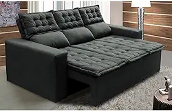 Sofá 3 Lugares Retrátil e Reclinável Cama Inbox Slim 2,00m Velusoft Cinza