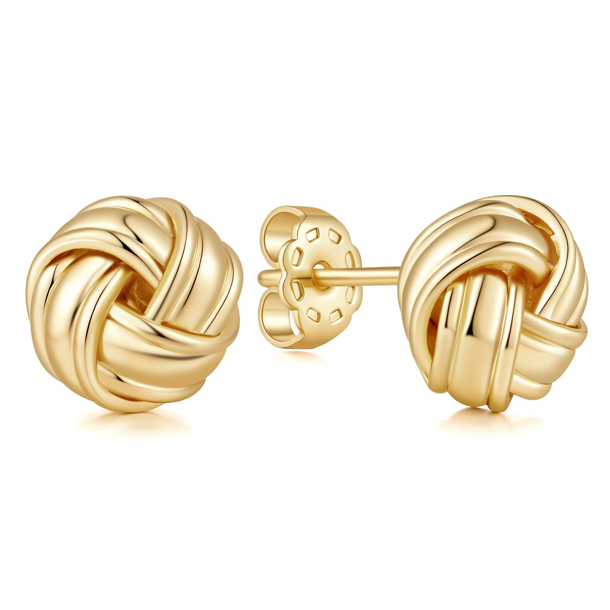 KKR Orecchini a perno in oro 14 k con nodo strutturato intrecciato per le donne