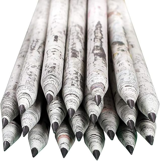 St@llion Recycled HB Pencils Newspaper Print Recycled Paper Environment-Friendly Unique Stationery Wood Free Pencils For for Writing, Drawing, Design for Office Schools Kids/Children (10 Pieces)