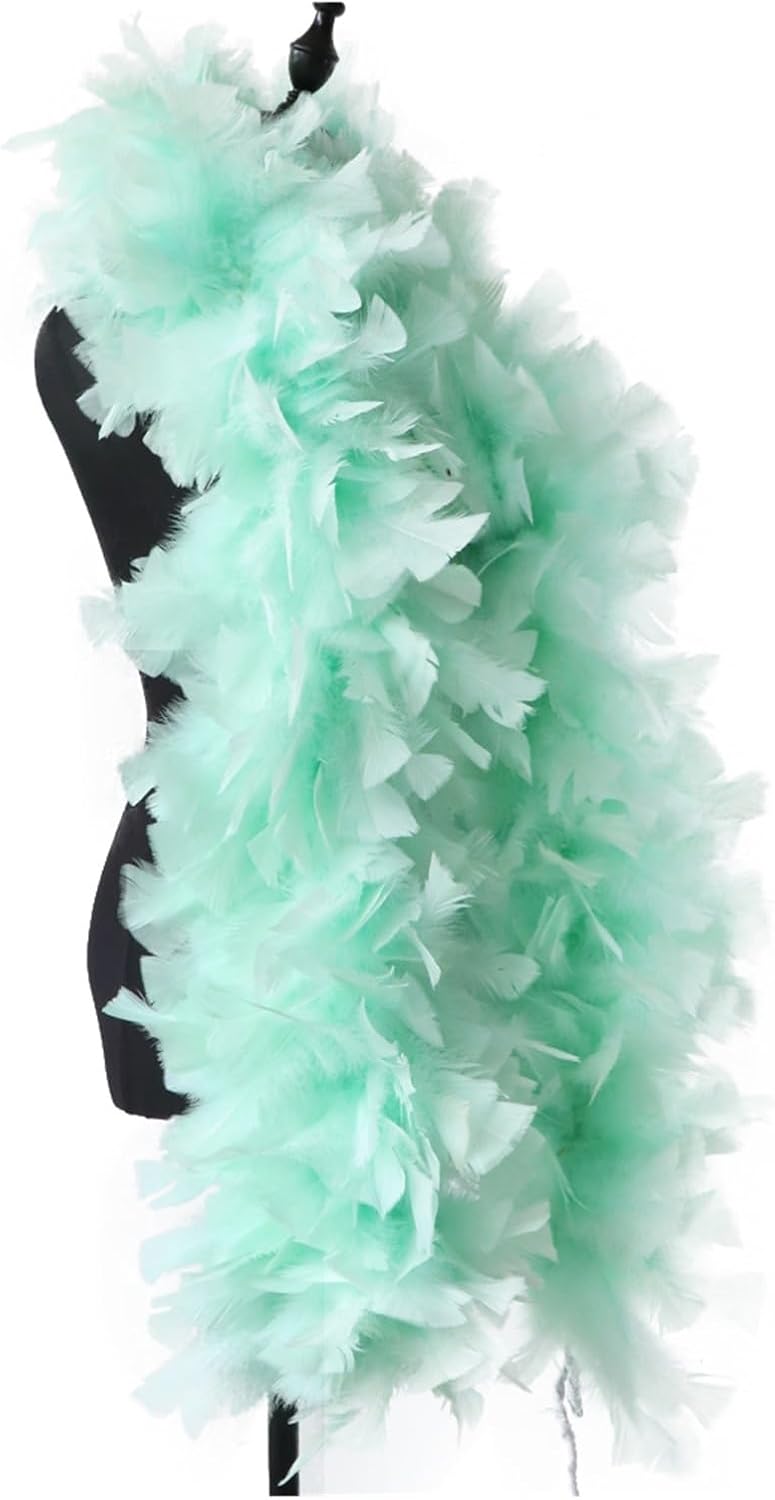Turkey Feather Boas, 200g Fluffy Boa Turkey Marabou Feather Scarf for Party Clothing Sewing Shawl Decoration 2meters(Dark Green)