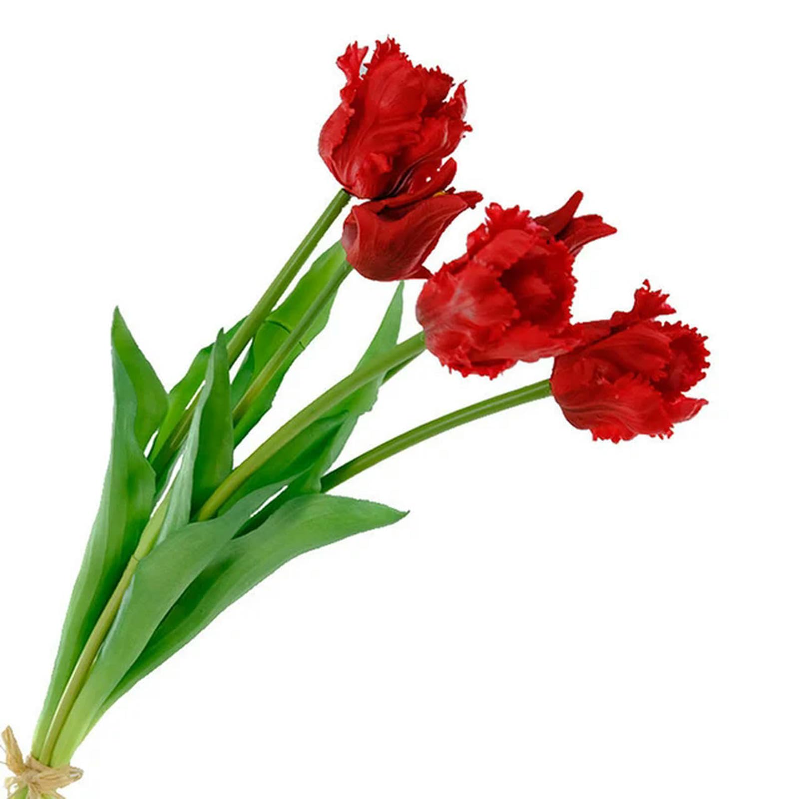 EboLD 5Pcs Tulip Artificial Flower Silicone Real Touch Bouquet 45CM Luxury Home Decorative Living Room Deco Fake Plant-red 45cm