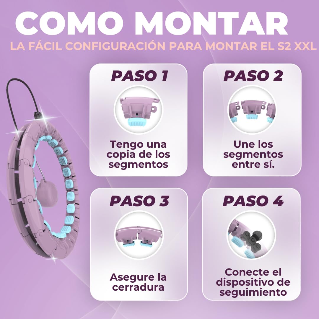 Swiss Activa+ Smart Hula Hoop con Contador Que Nunca se Cae - Hula Hoop Inteligente Fitness con Peso y Masaje Circular - Tamaño Ajustable, Ideal para Adultos Niños y Principiantes
