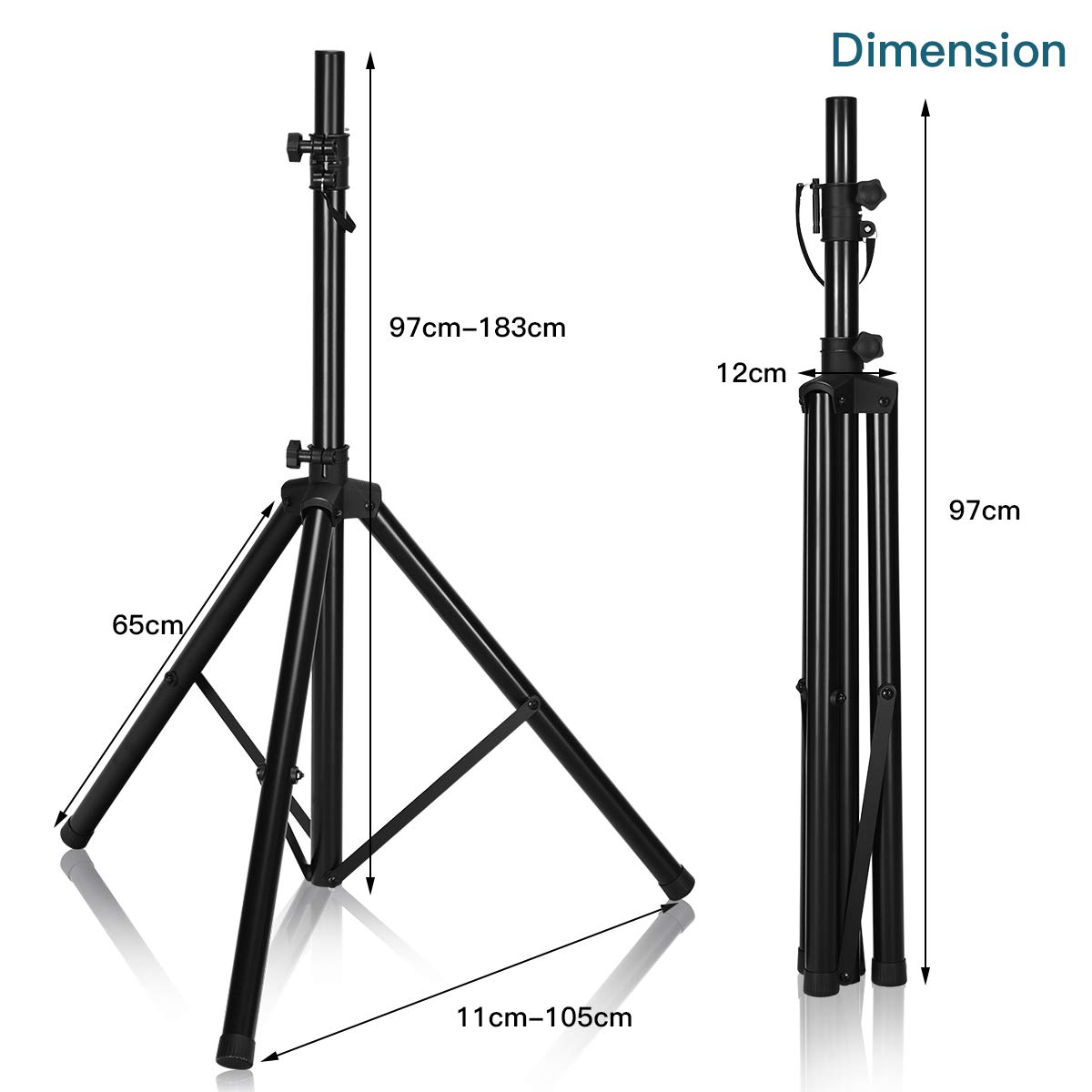 RELAX4LIFE Cavalletto Treppiedi per Casse Acustiche, Treppiedi per Speaker Altoparlante, Altezza Regolabile tra 97-183 cm, PA Stand Altoparlante Cavalletto Stabile in Metallo