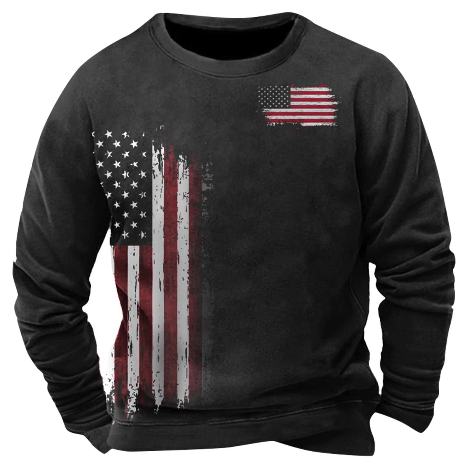 YucodeSweatshirts for Men,Graphic Crewneck Long Sleeve Shirts Retro Pullover Regular Fit T-Shirt Casual Jumper Outdoor Tops