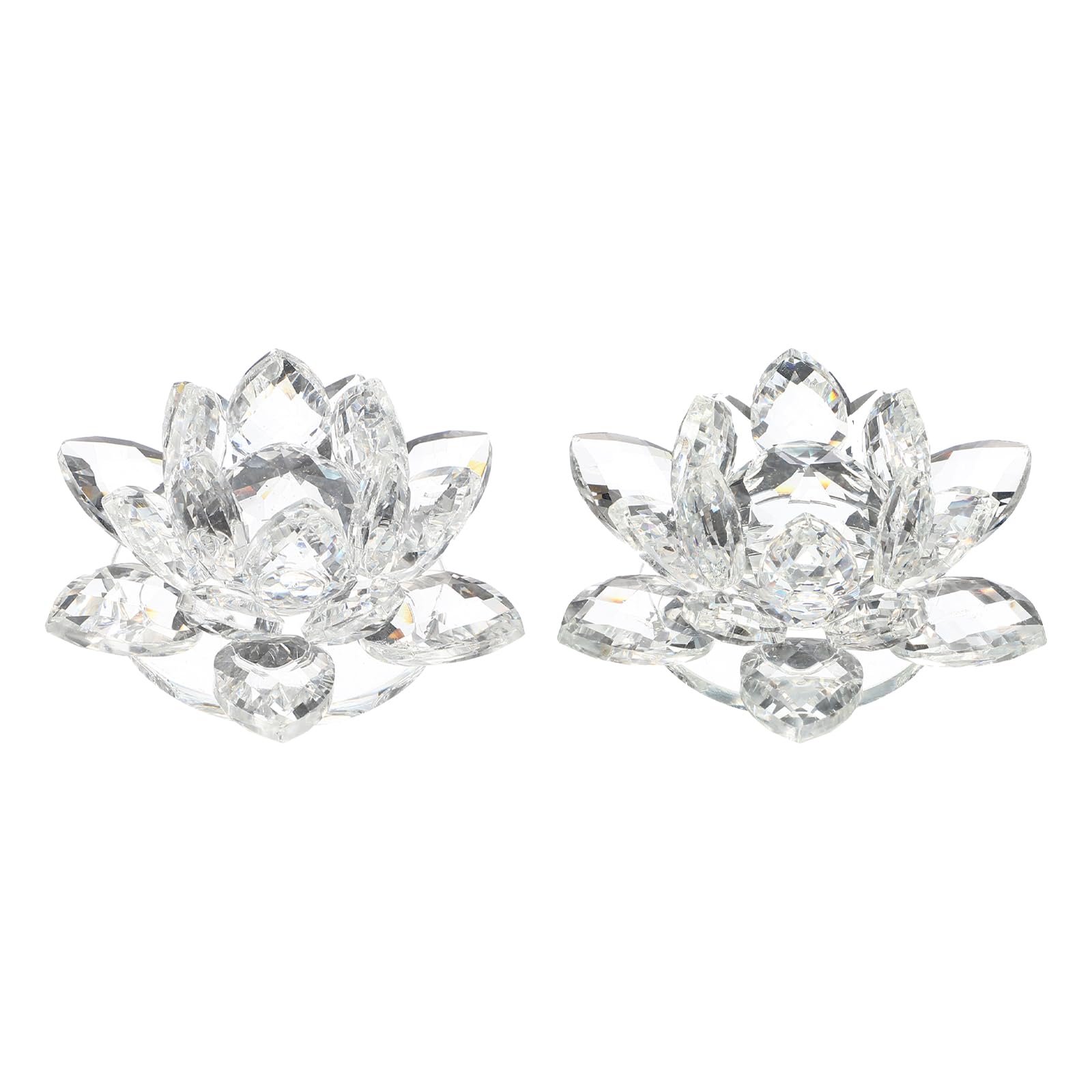 Figurines de lotus en cristal blanc sourcing map lot de 2 pour décoration de table