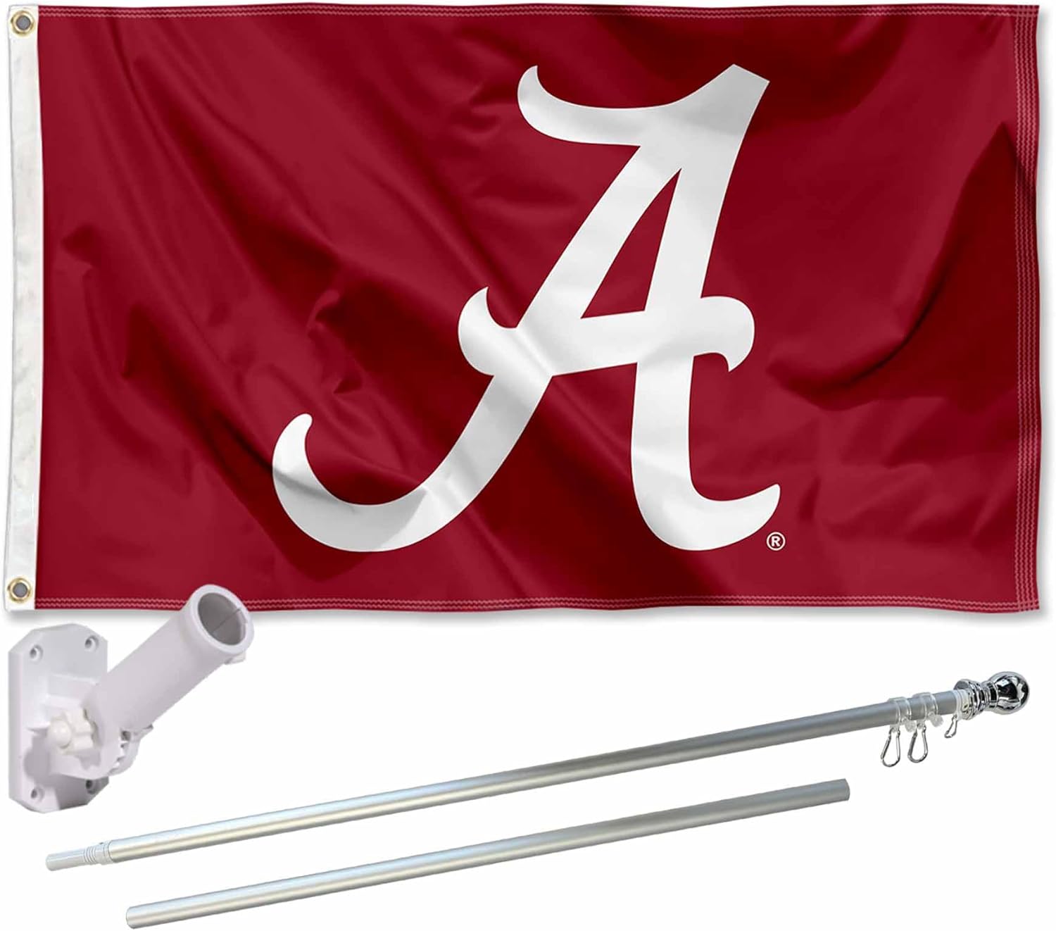 College Flags & Banners Co. University of Alabama Polyester Flag and Pole Bracket Mount Bundle
