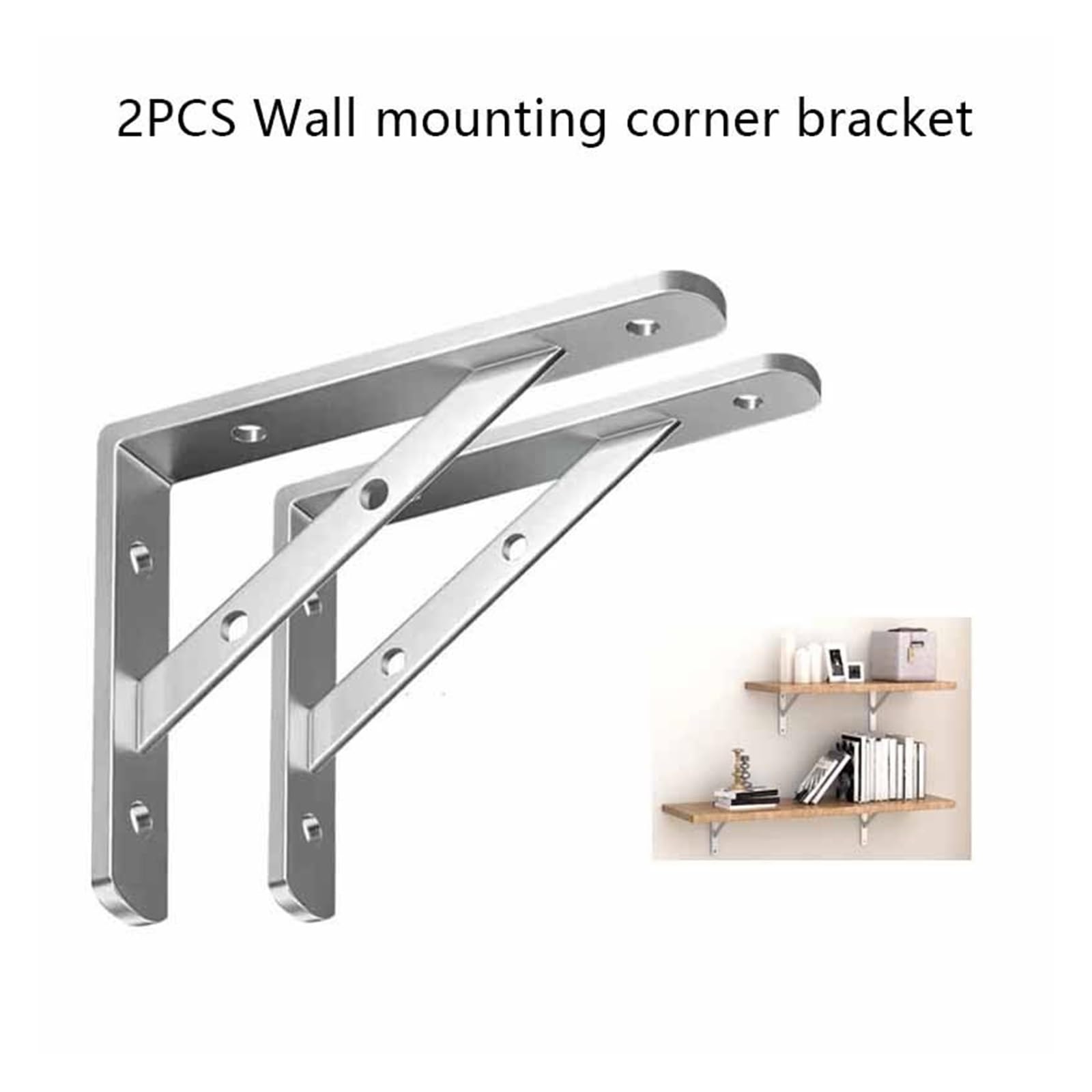 Staffe di supporto triangolari in acciaio inossidabile | 2 staffe in acciaio inox montate a parete, rinforzano saldamente scaffali, tavoli e panche(300x160mm 2pcs)