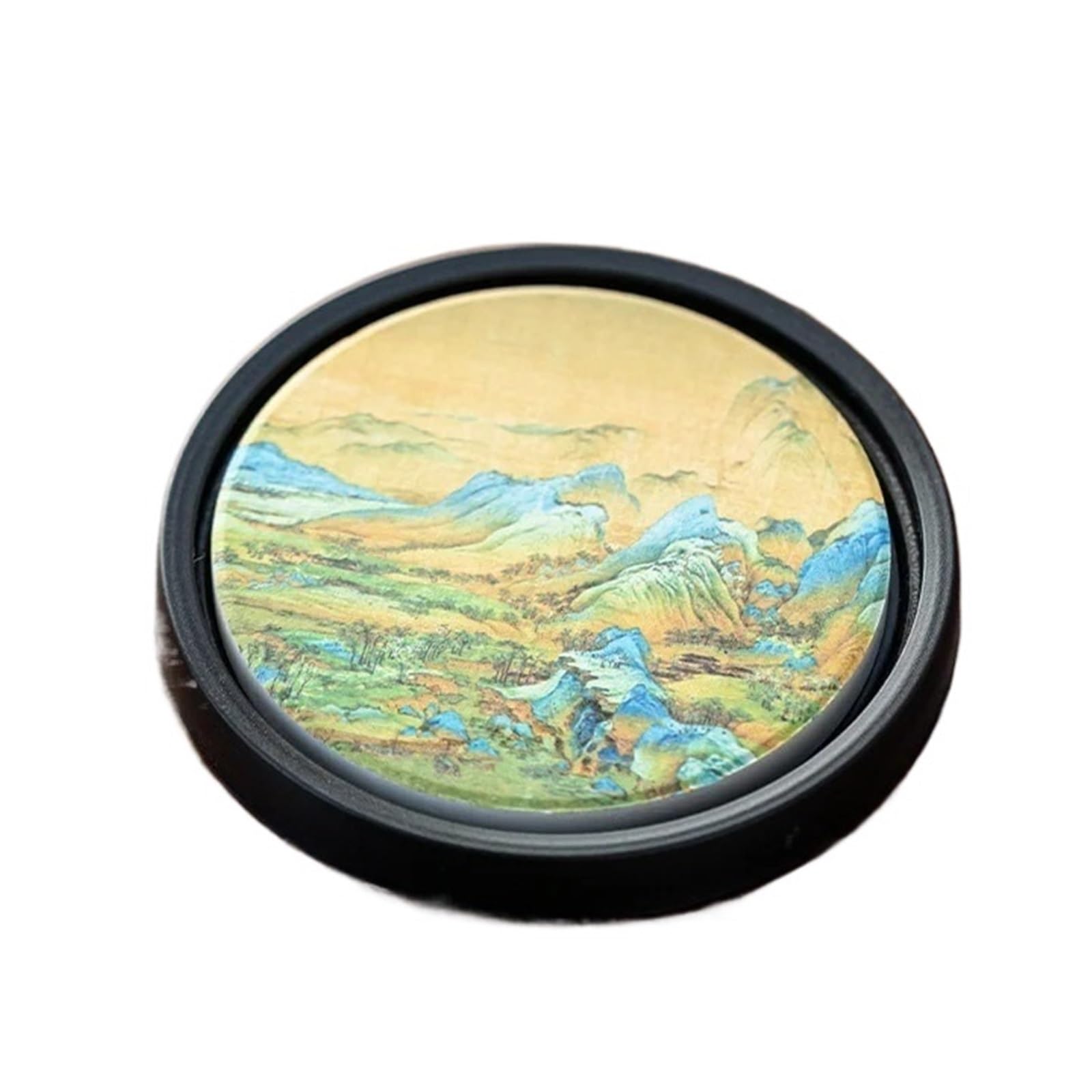 2pcs Vintage Simple Ceramic Round Coasters Heat Insulation Absorbent Anti-scald Coaster Home for kitchen(Color2)