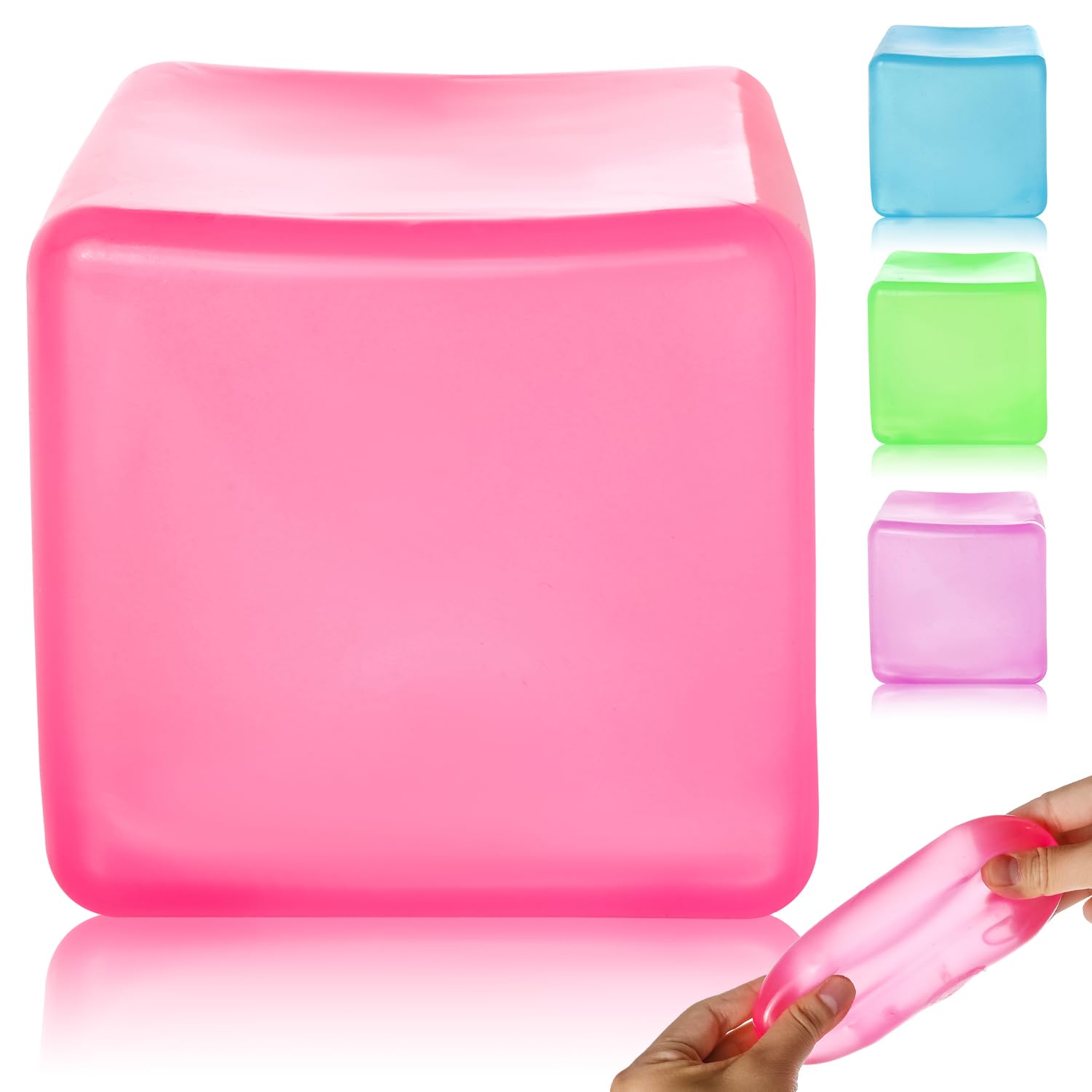 Squishy Stress Cube Ball, Large Pink Fidget Toy for Kids with Austim