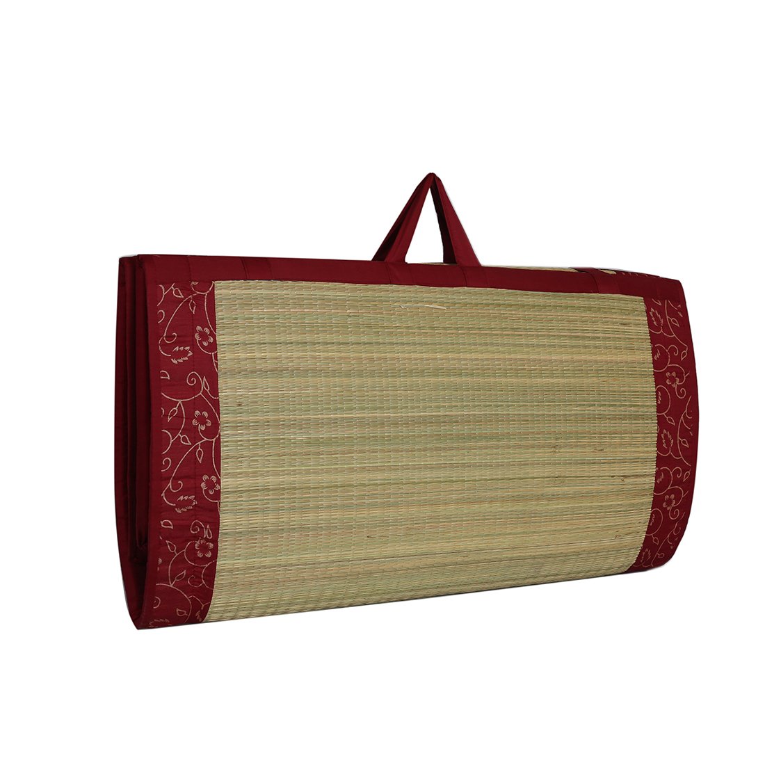 Future Lifestyle Foldable Cushion Mat Korai River Grass (3 x 6 ft, Maroon Butter Satin) Single Fold with 18 MM Soft Foam for Comfort Sleep-image-12