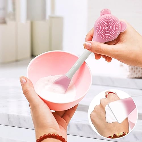 Miniatura 2 de Haibinsuo Cepillo de máscara de doble cabeza aplicador de silicona espátula de crema facial para máscaras de barro cepillo de máscara de poros