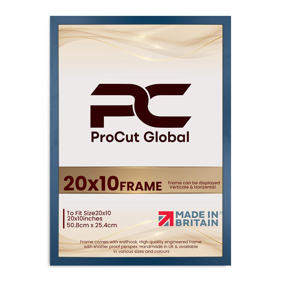 Procut Global 20X10 Navy Blue Picture Frames - Modern Wooden Photo Frame with Shatterproof Perspex for Wall or Tabletop - Perfect for Posters, Certificates, Prints - Sizes & Colors Available