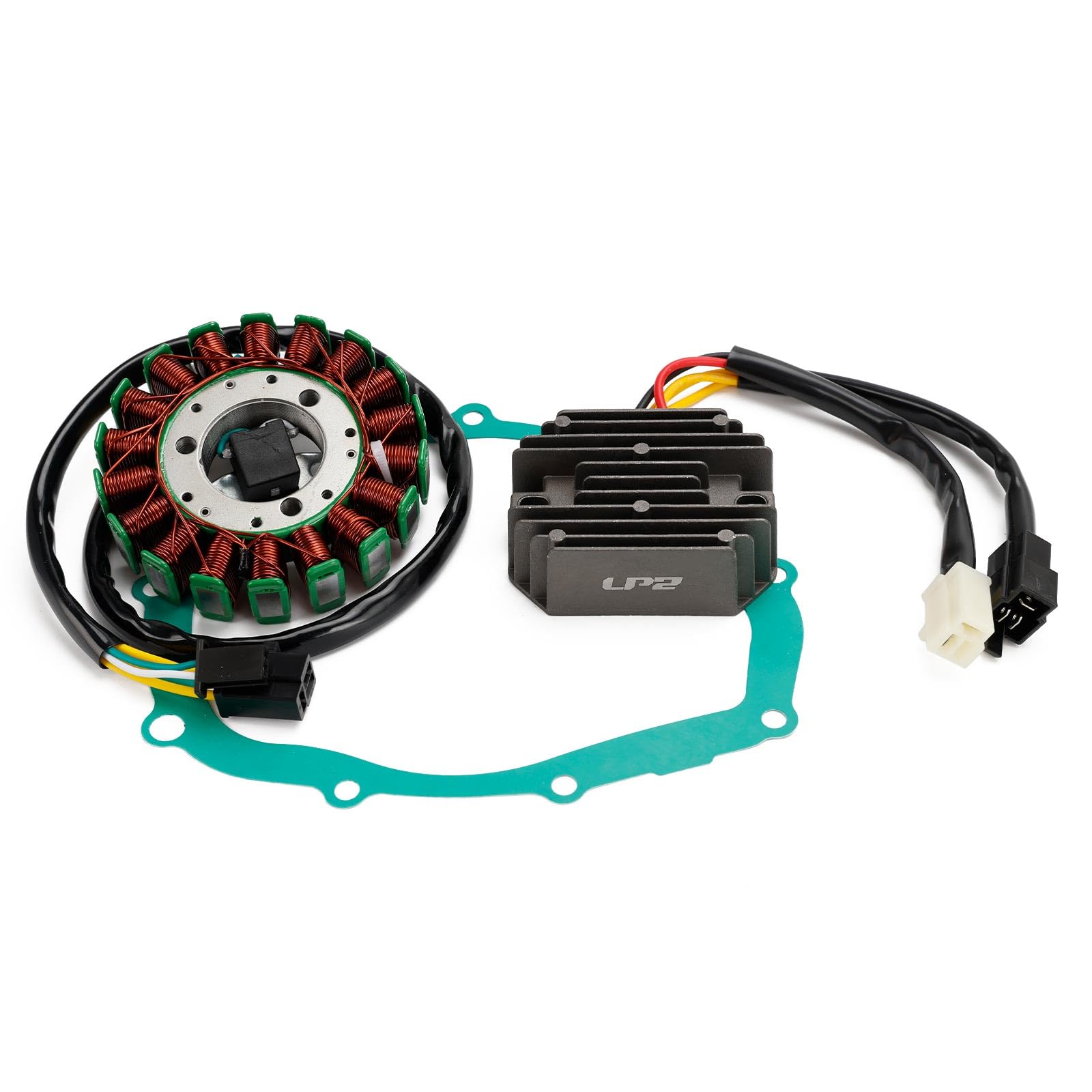 Magneto Stator + 2-Plug Voltage Rectifier + Gasket für Suzuki SV650 SV650S 99-02