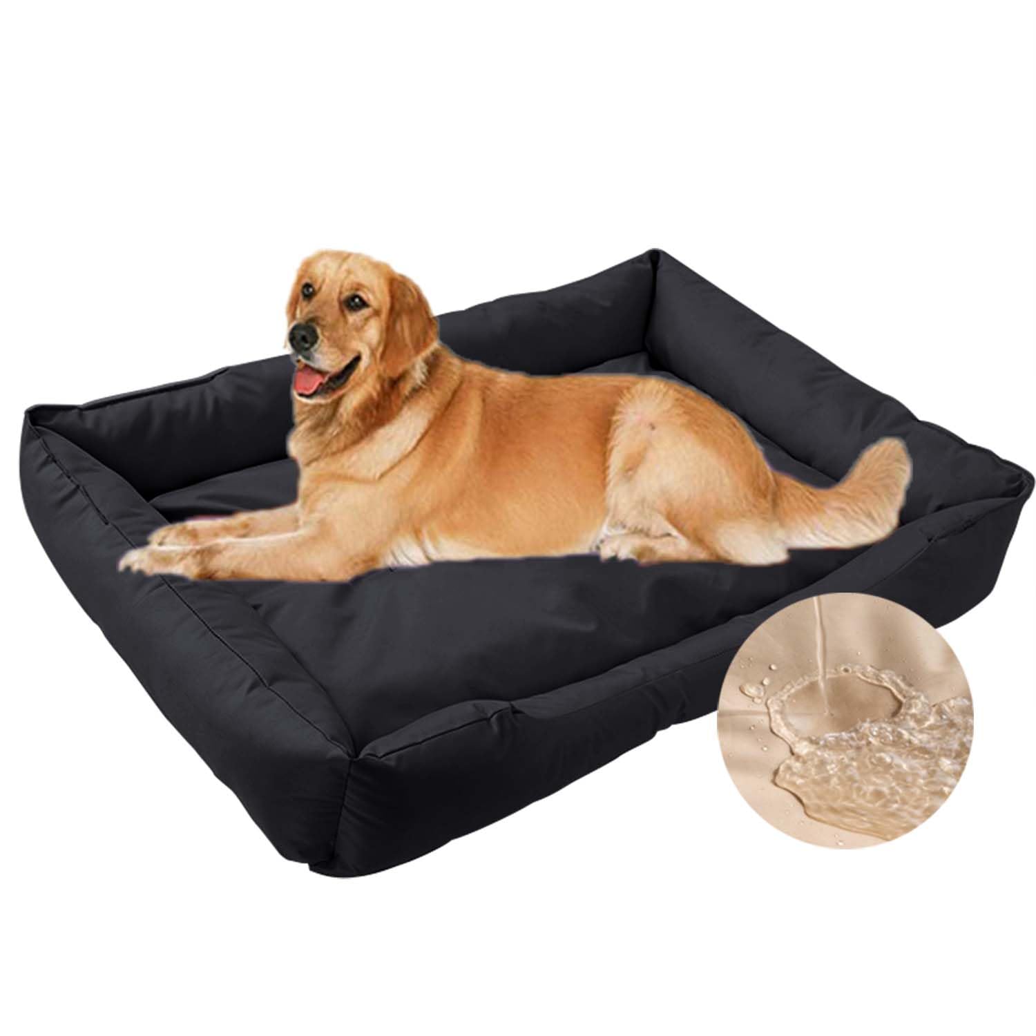 Waigg Kii Extra Large Dog Bed Waterproof,Orthopedic Dog Beds Large Washable Cushion,Rectangle Soft Pet Beds Sofa for Dogs Cats Non-Slip Bottom (Black,75 * 100 * 15cm)