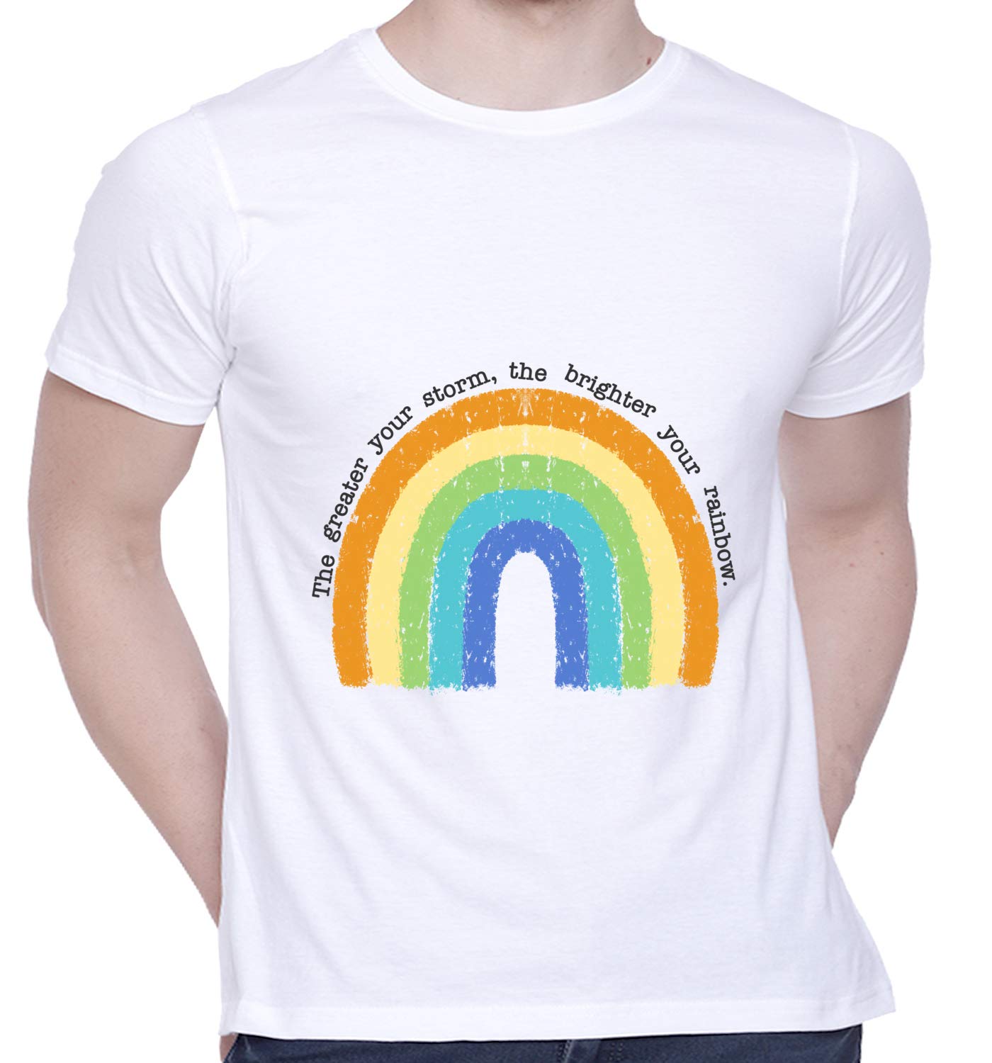 CreativiTGraphic Printed T-Shirt for Unisex Rainbow Tshirt | Casual Half Sleeve Round Neck T-Shirt | 100% Cotton | D00293-6