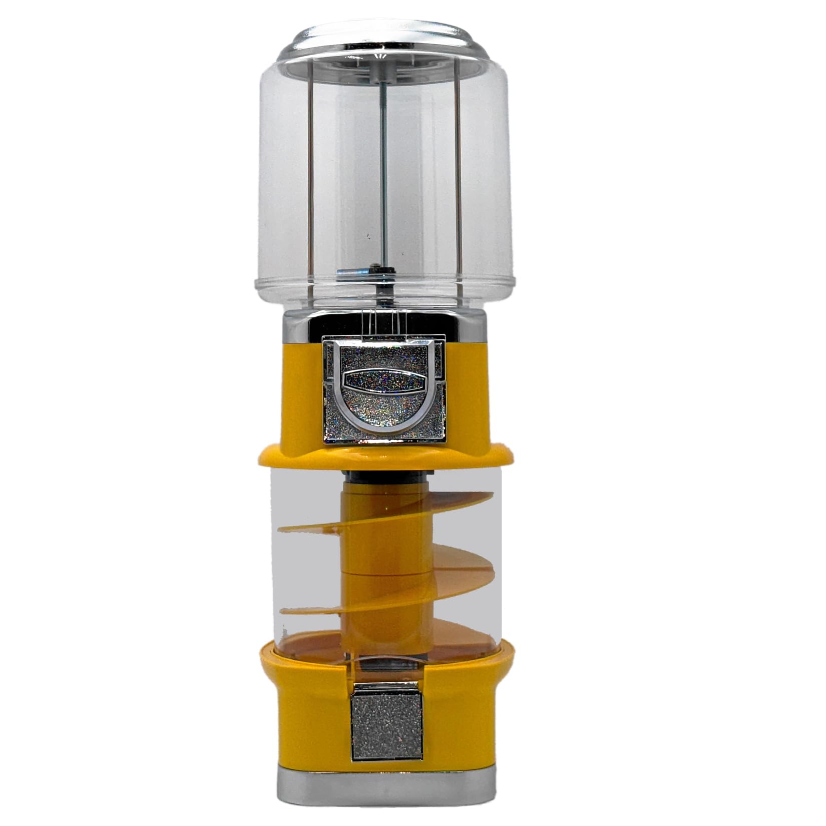 Mini Spiral Kaugummiautomat und Süssigkeitenautomat, Warenautomat mit Rutschbahn für kleine runde Artikel, attraktiver Verkaufsautomat für Kinder, robuster Süsswarenautomat ohne Strom (gelb)