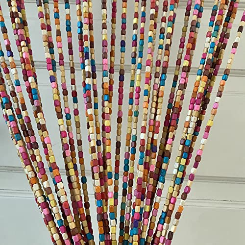 36 inches x 79 inches (Rainbow) FlavorThings 41 Strands Rainbow Colorful Hippie Boho Bohemian Natural Wooden Door Beaded Curtain Doorway Beads Bamboo Beads